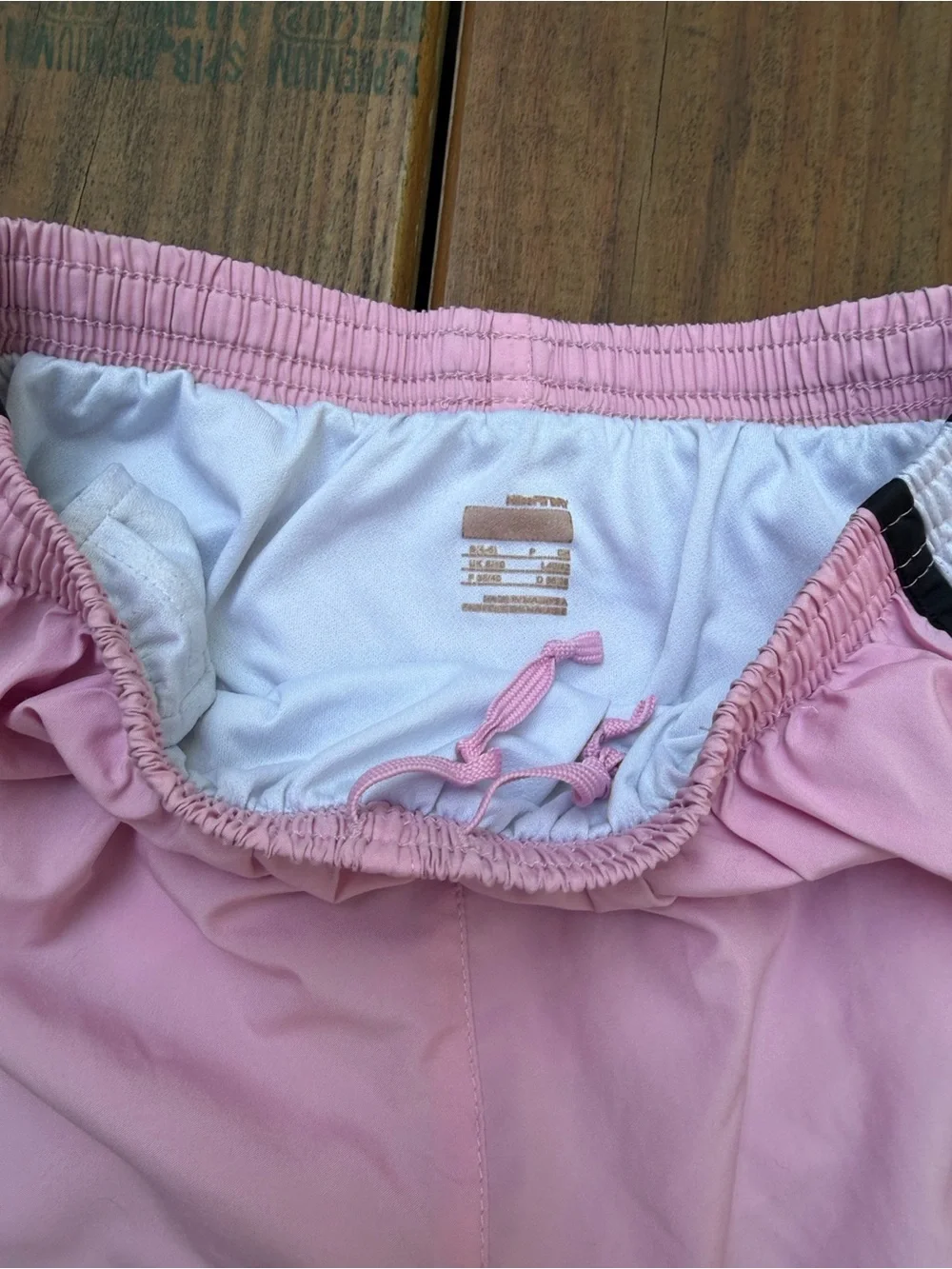 Nike Women's Pink and White Tempo Shorts with Black Trim Small